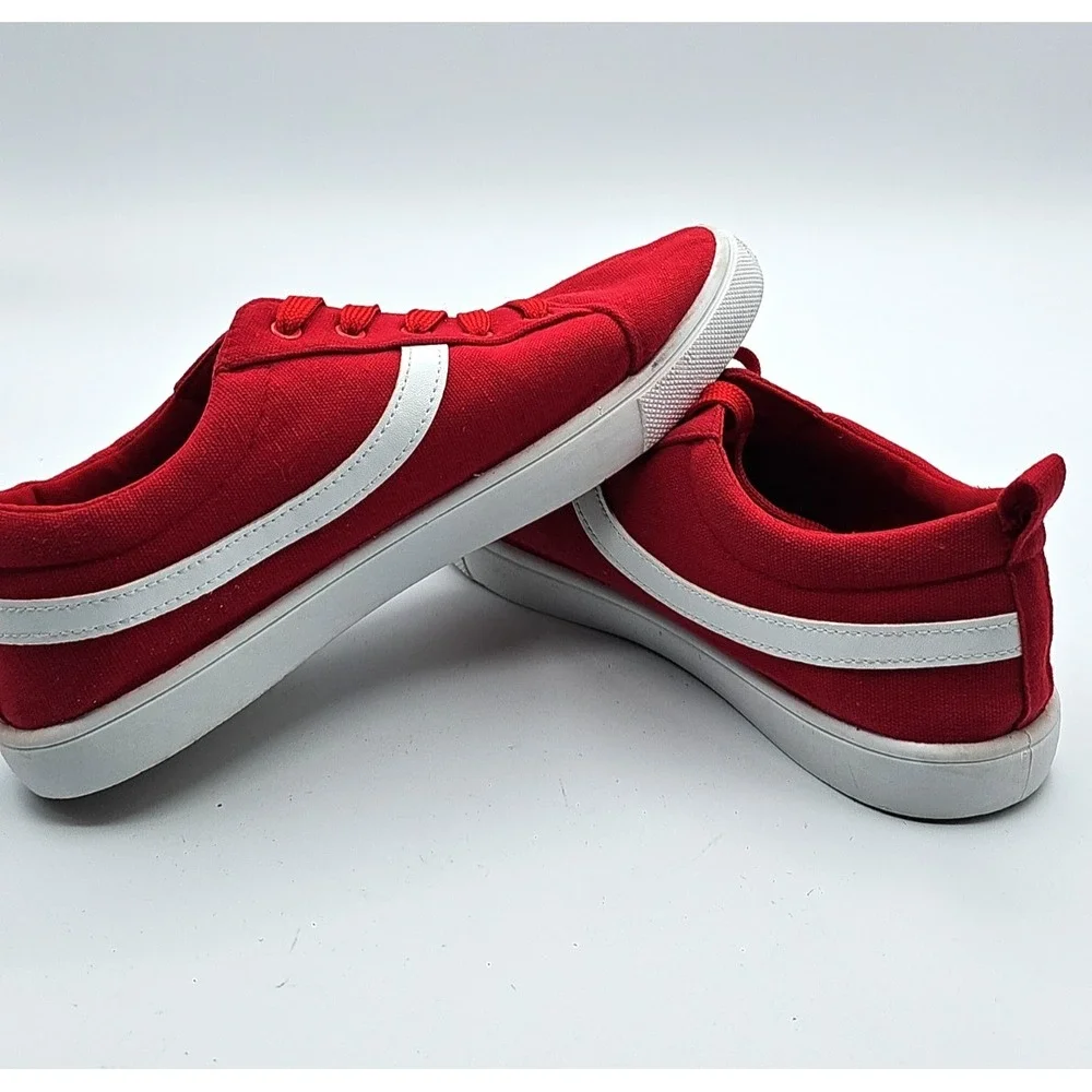 Just Be Womens Size 8 Red Canvas Lace Up Sneakers Casual Comfort Shoes